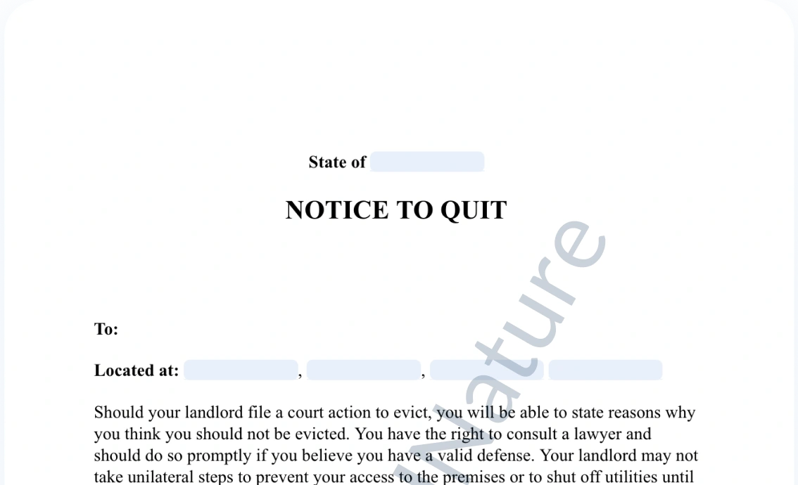 Notice to Quit document preview