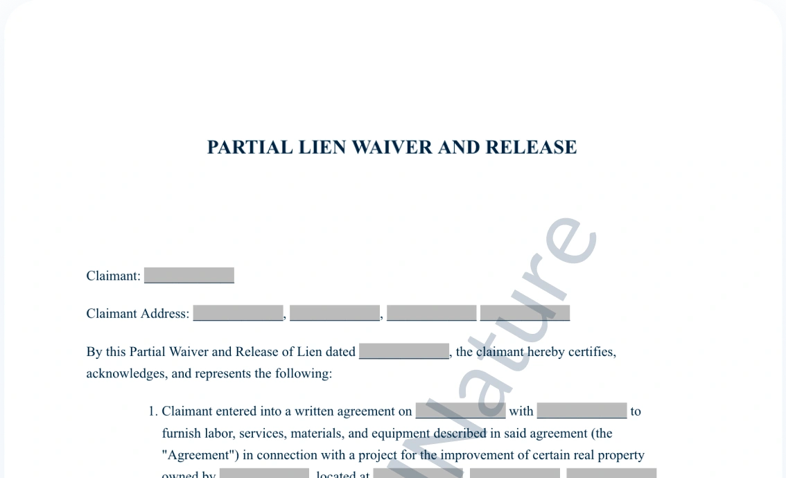 Partial Lien Waiver document preview