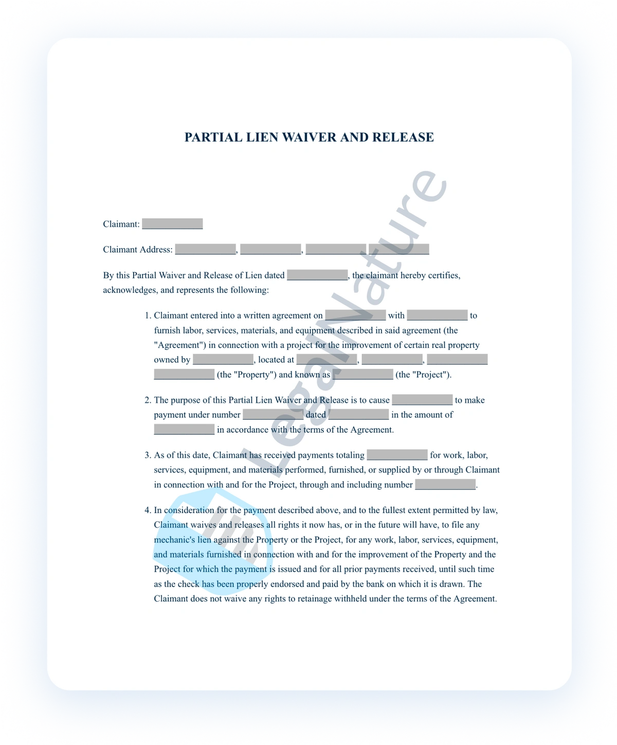 Partial Lien Waiver document preview