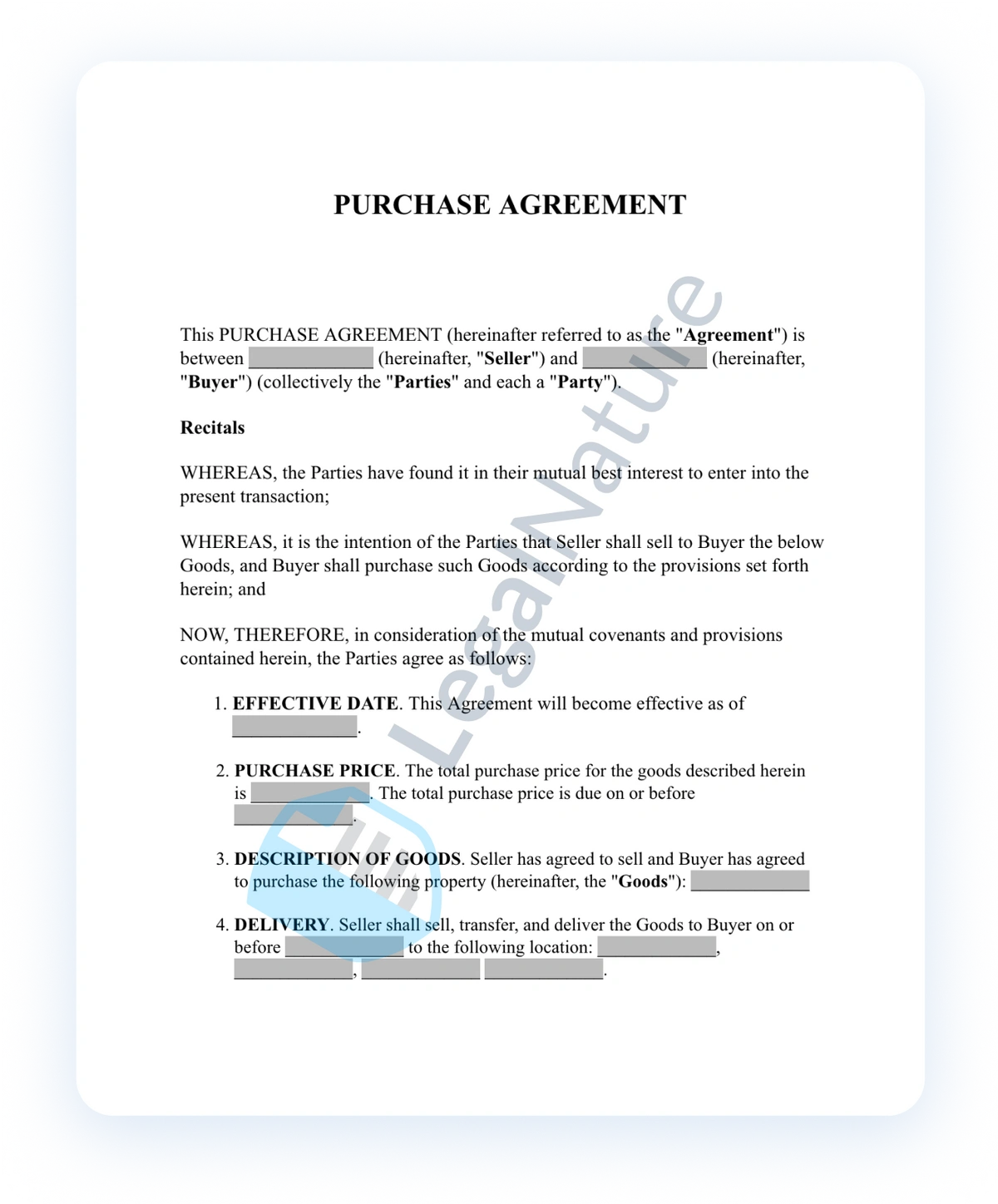 Purchase Agreement document preview