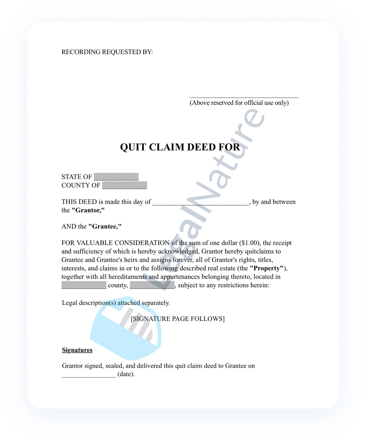 Quit Claim Deed document preview