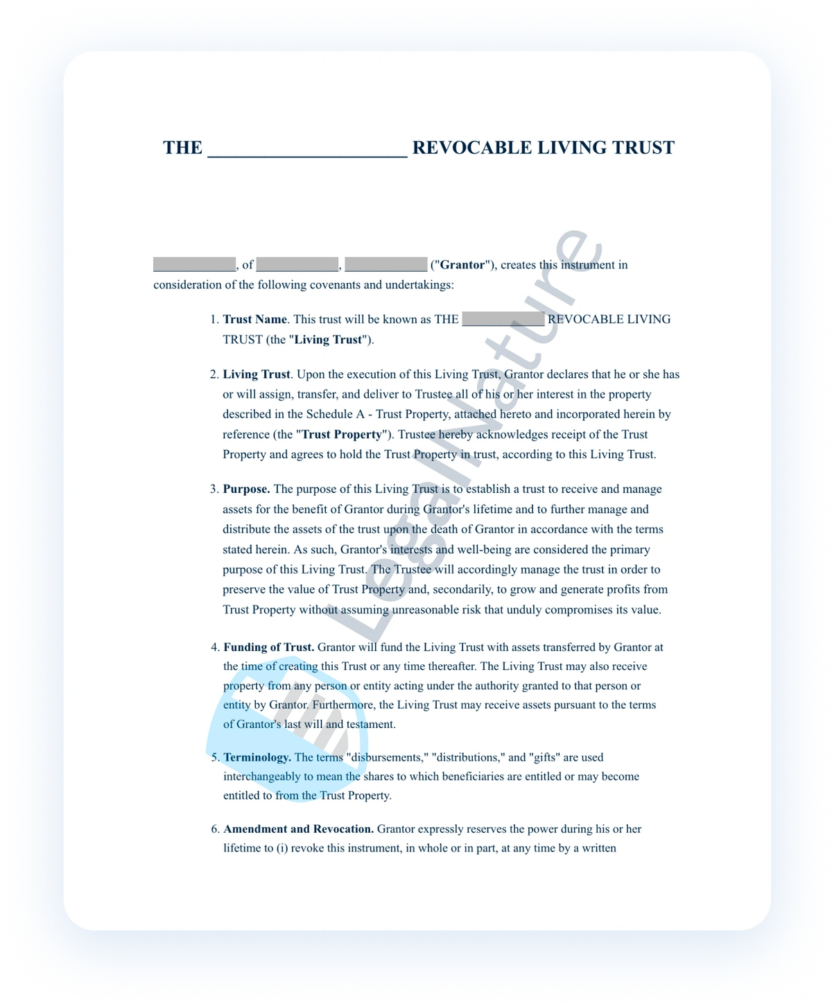 Revocable Living Trust document preview