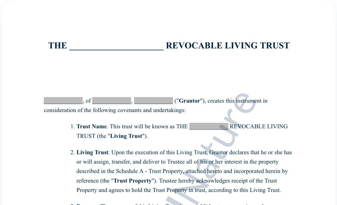 Revocable Living Trust document preview