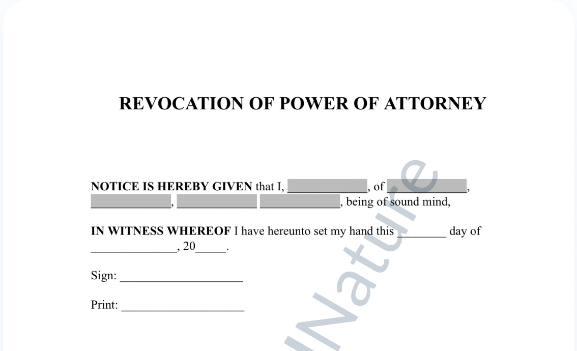 Revocation of Power of Attorney document preview