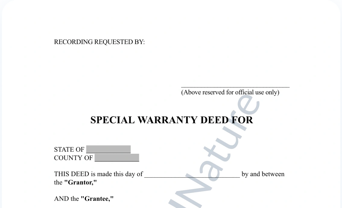 Special Warranty Deed document preview