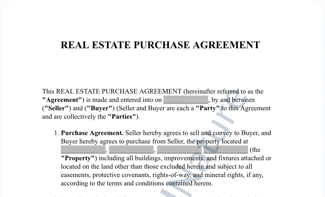 Create your real estate purchase agreement in minutes