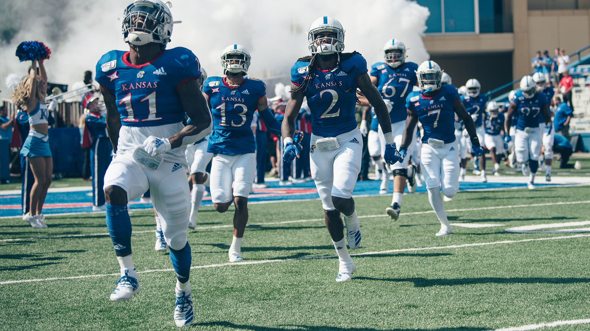 players run onto field