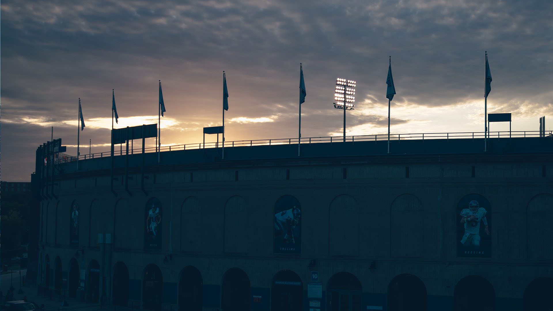 a sunrise over memorial stadium before indiana state