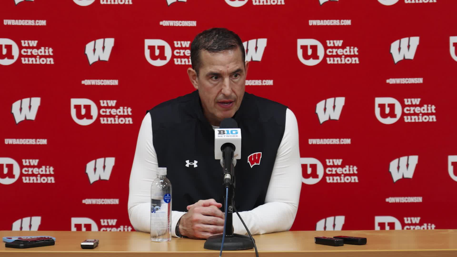 Luke fickell post game media conference wisconsin football at indiana