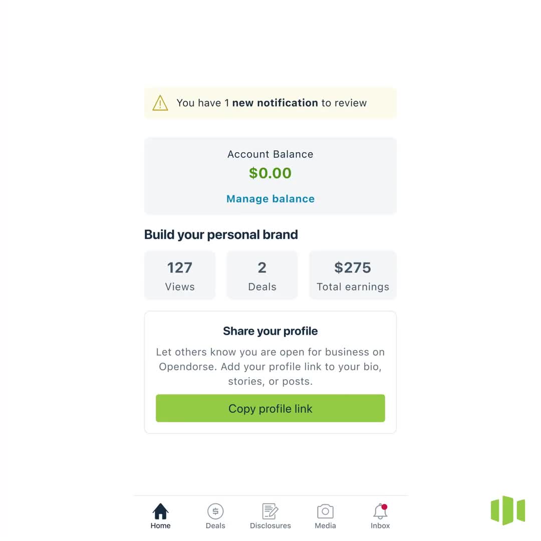 How to Respond to Deals on Opendorse