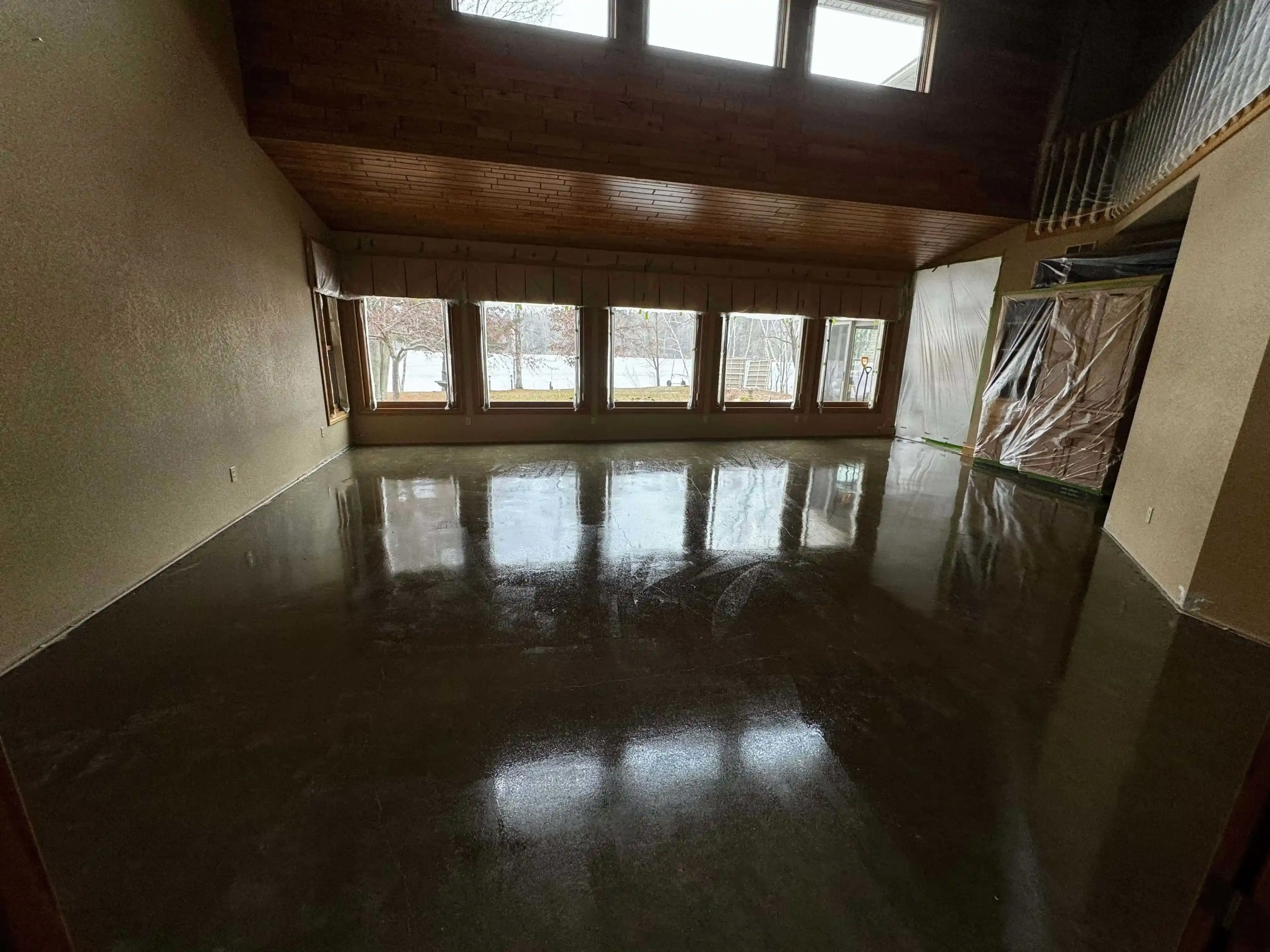Moisture barrier on concrete floor