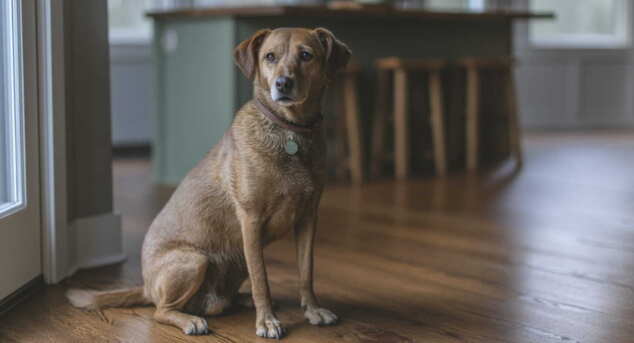 Guilty Dog on Hardwood Flooring