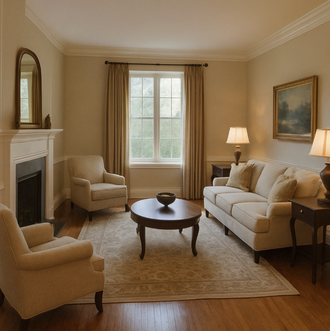 Living Room Hardwood Floor Set Up