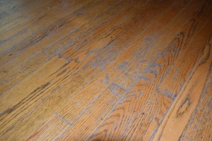 Scratched hardwood