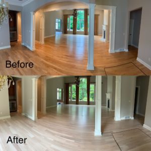 before and after of hickory wood floor