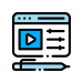 Ícone de dois blocos com um player de vídeo