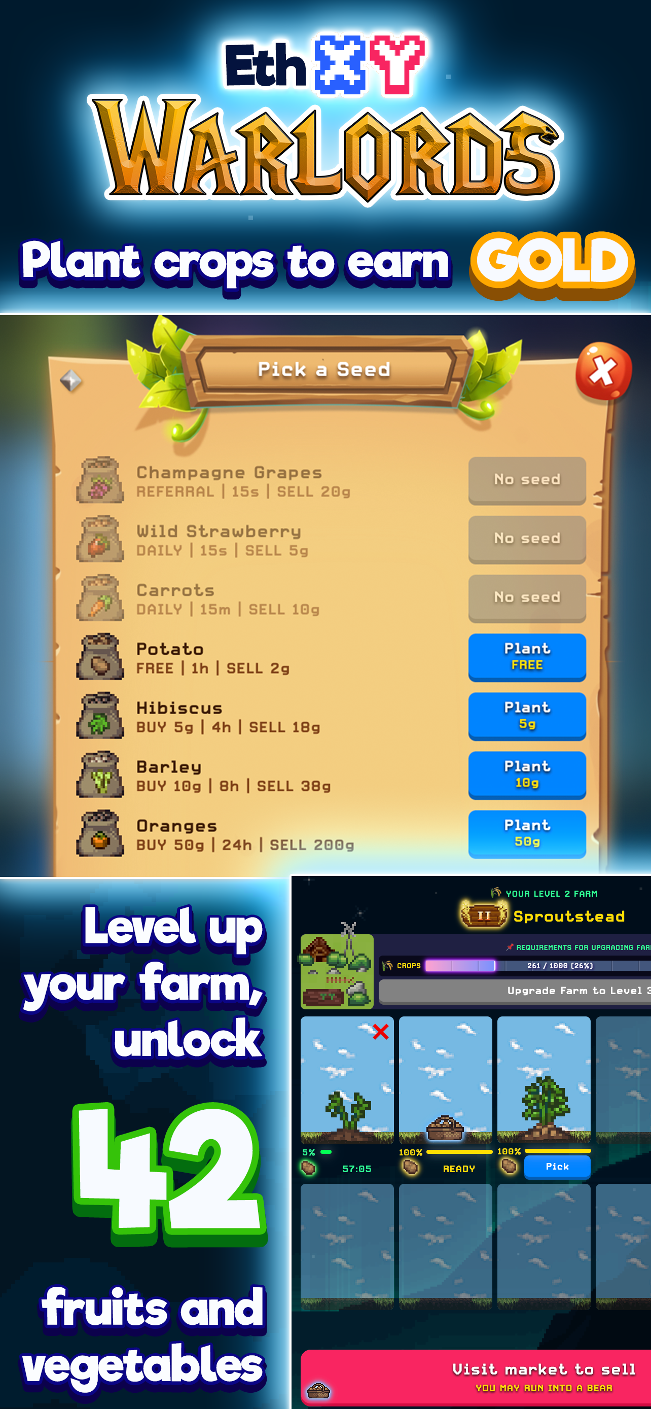 EthXY: Warlords - Pixel MMO - Farcaster Mini Apps screenshot