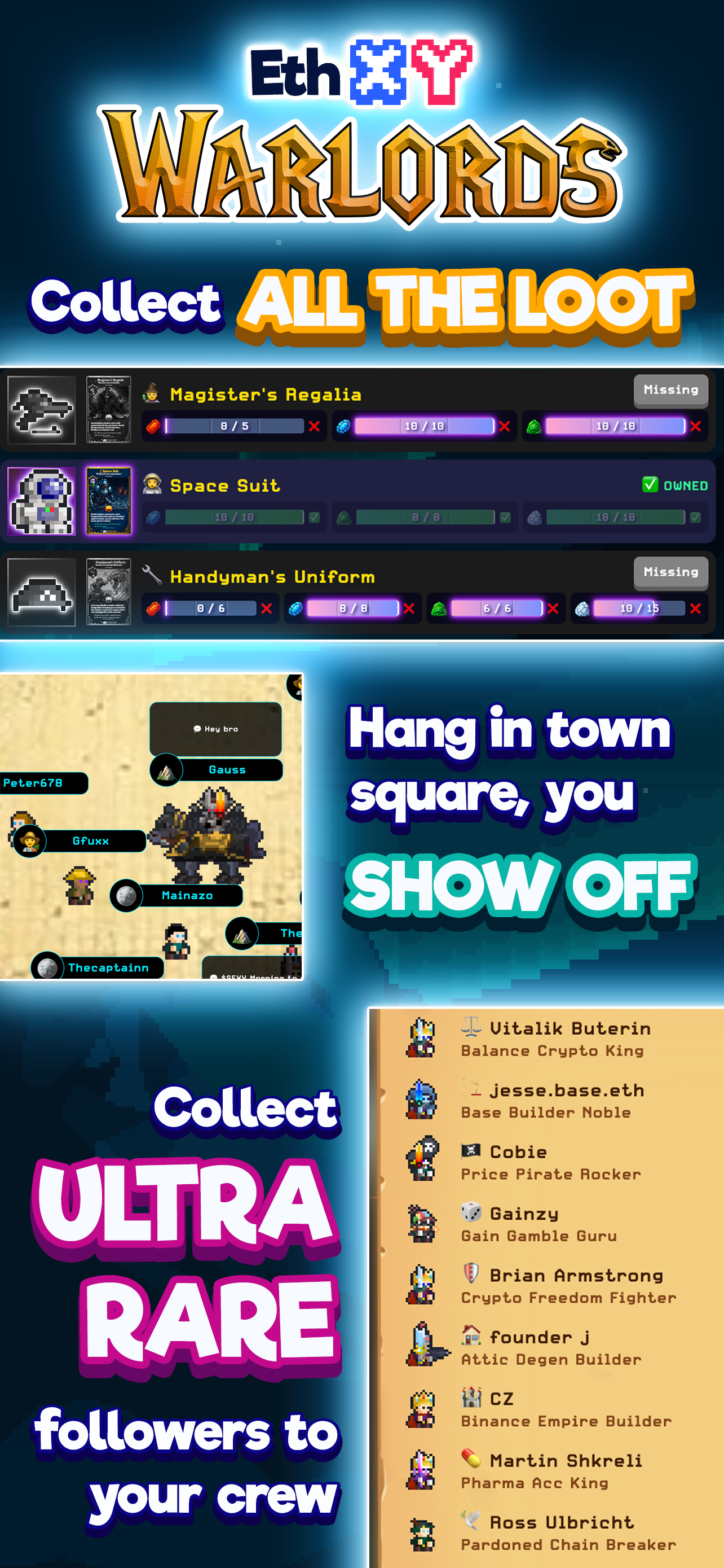 EthXY: Warlords - Pixel MMO - Farcaster Mini Apps screenshot