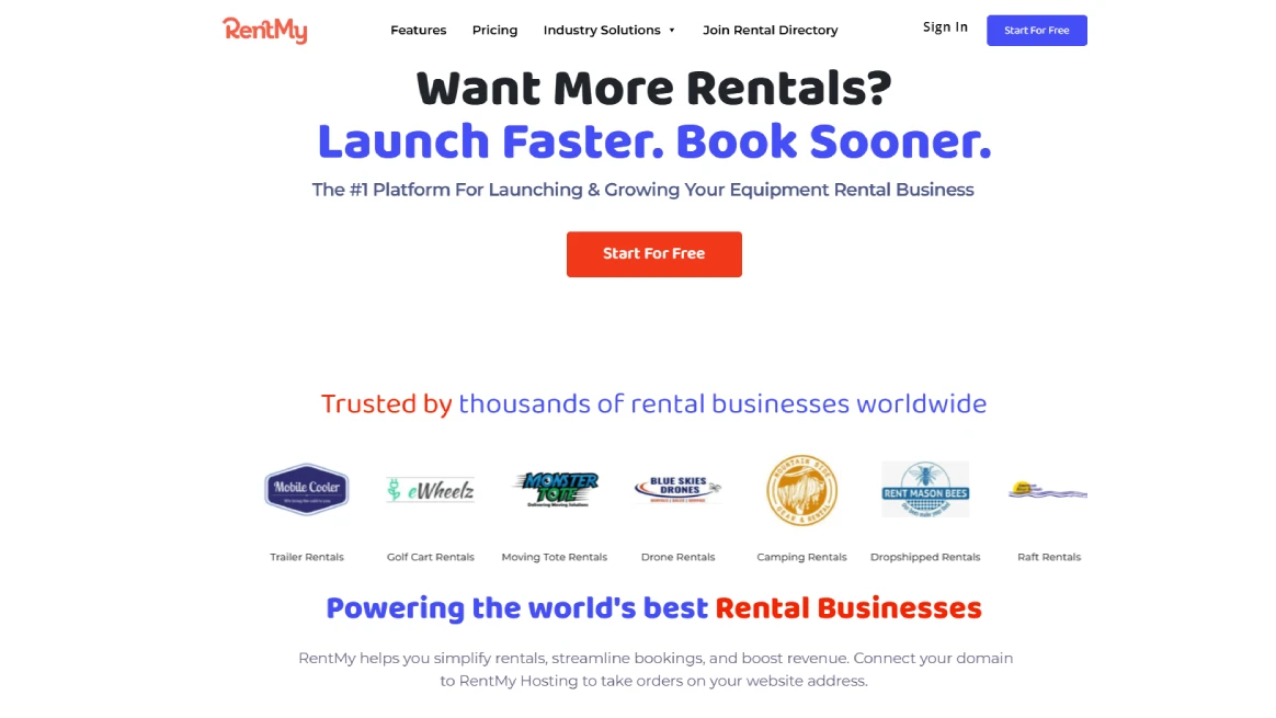 RentMy equipment rental software platform