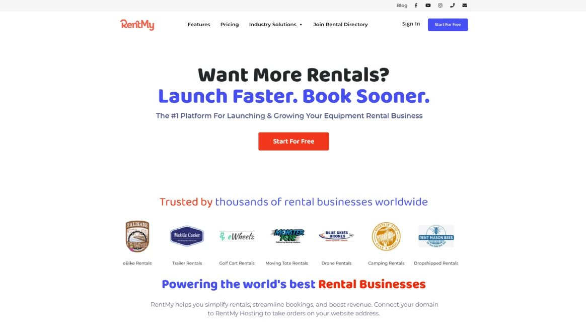 RentMy golf cart rental software platform dashboard