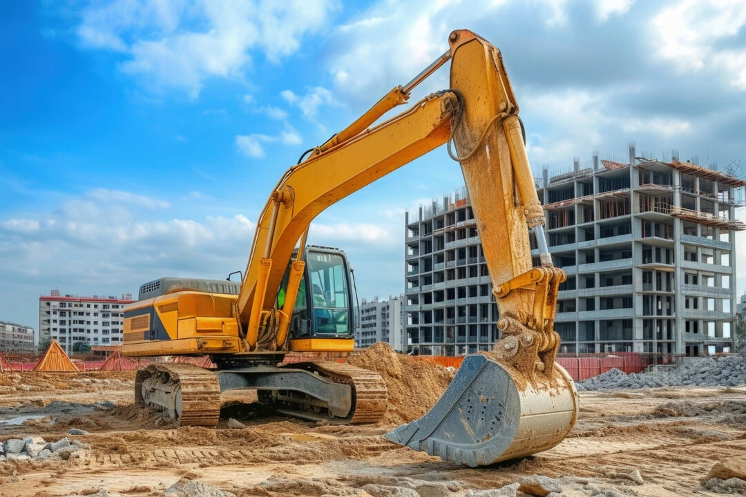 Excavator heavy equipment on a construction site