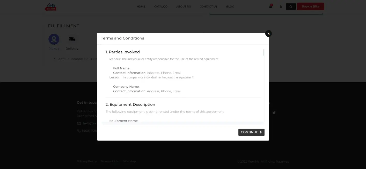 Customer reviewing liability waiver terms during checkout