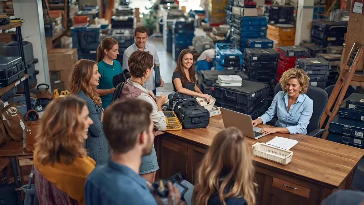Staff managing overbooking situation at a rental business