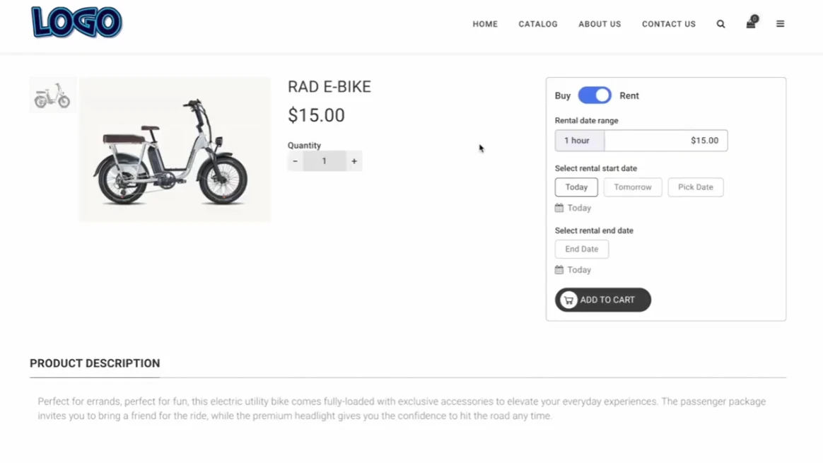 Digital reservation page showing buy and rent options
