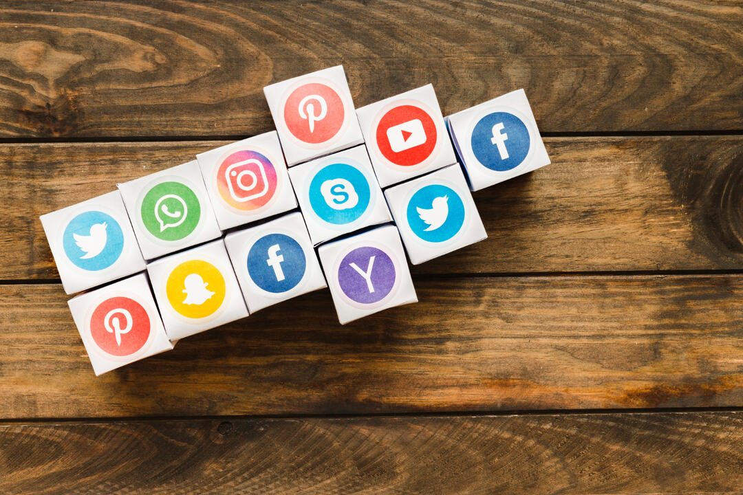 Social media cubes, symbolizing marketing strategies to grow the rental business.