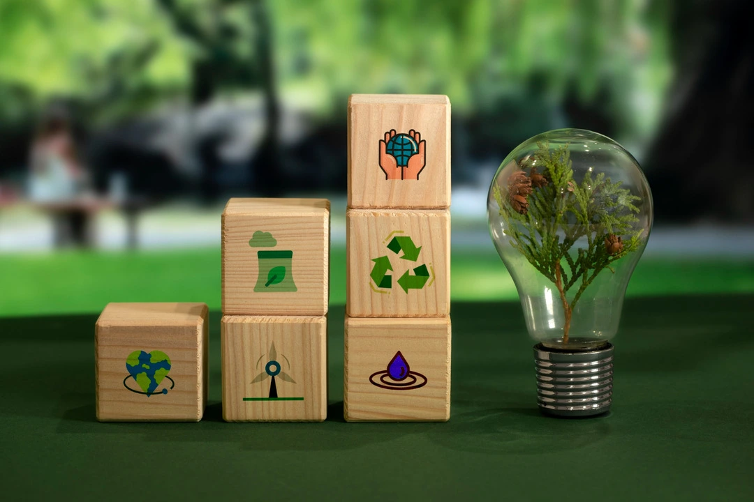 Green innovation and sustainability symbols for eco-friendly rental businesses