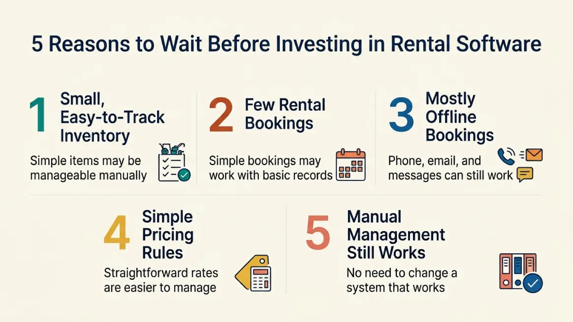 Infographic outlining rental software comparison factors before investing