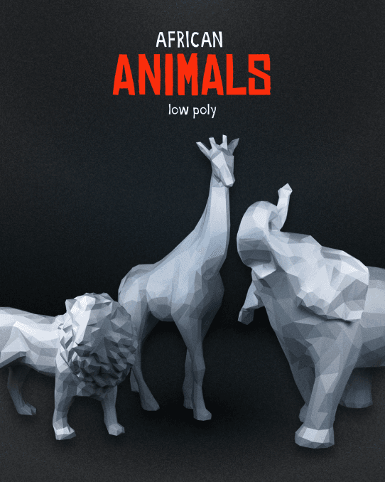 African Animals Low Poly