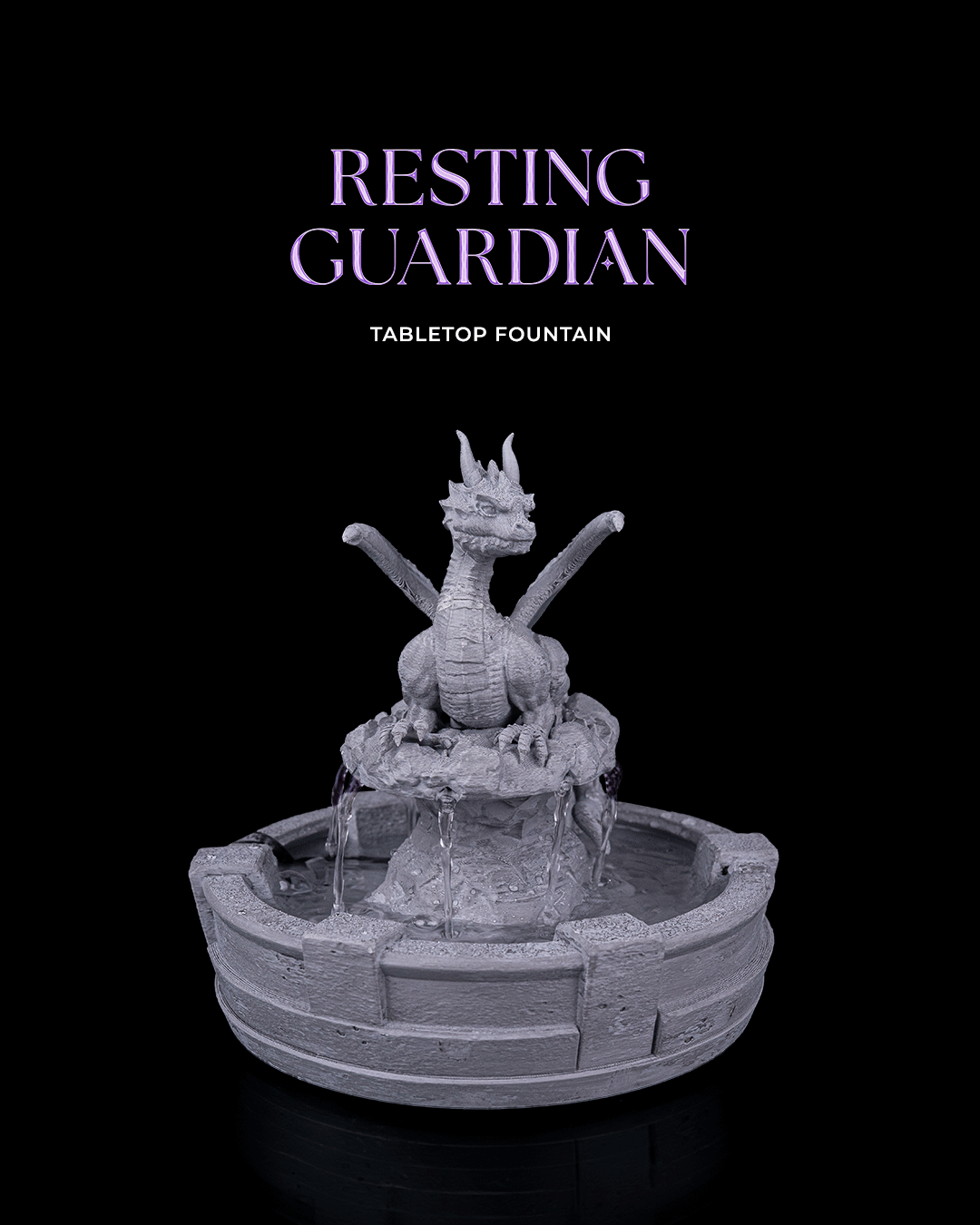 Resting Guardian Tabletop Fountain
