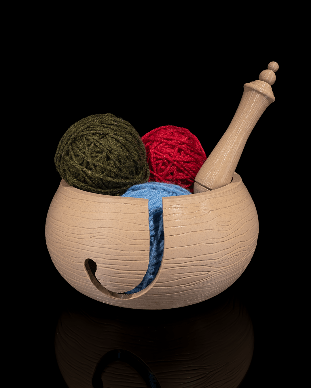 Wooden Kit Yarn Bowl and Hook Case