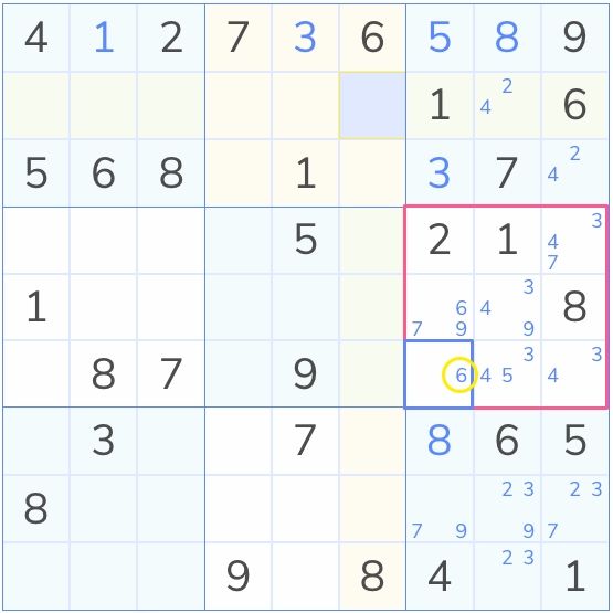 sudoku demonstrating naked single solution