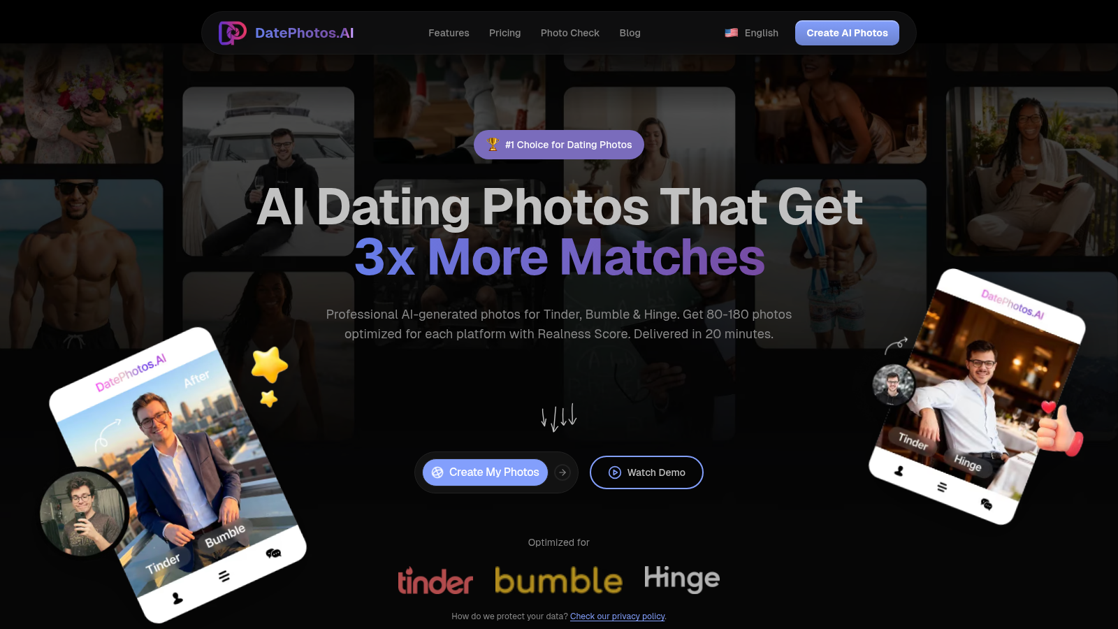 DatePhotos.AI: AI Dating Photos Generator | Get 3x More Matches | FF2050