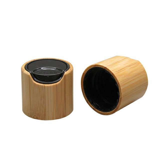 bamboo disc top caps lids covers for cosmetic bottles