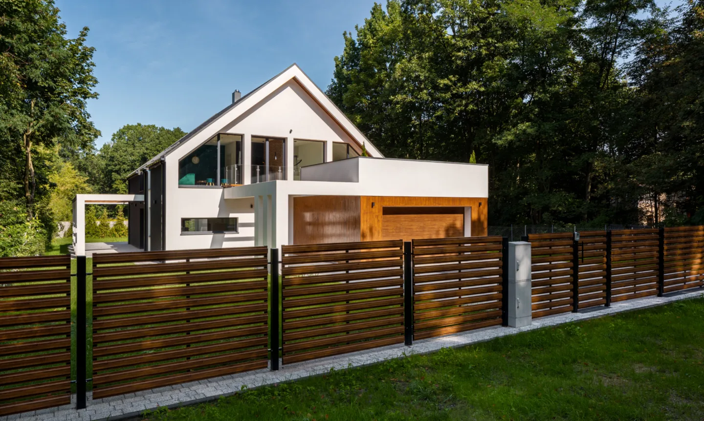 Modern residential wood fence
