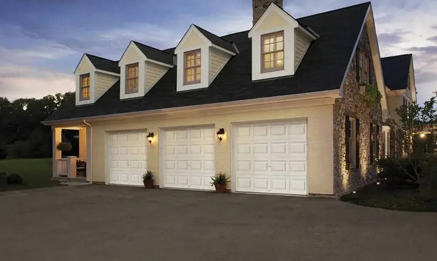 Classic steel short elegant solid white garage door