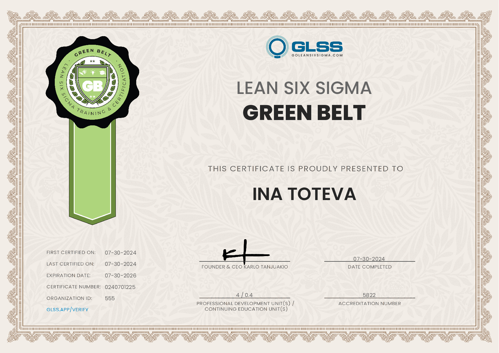 certificate