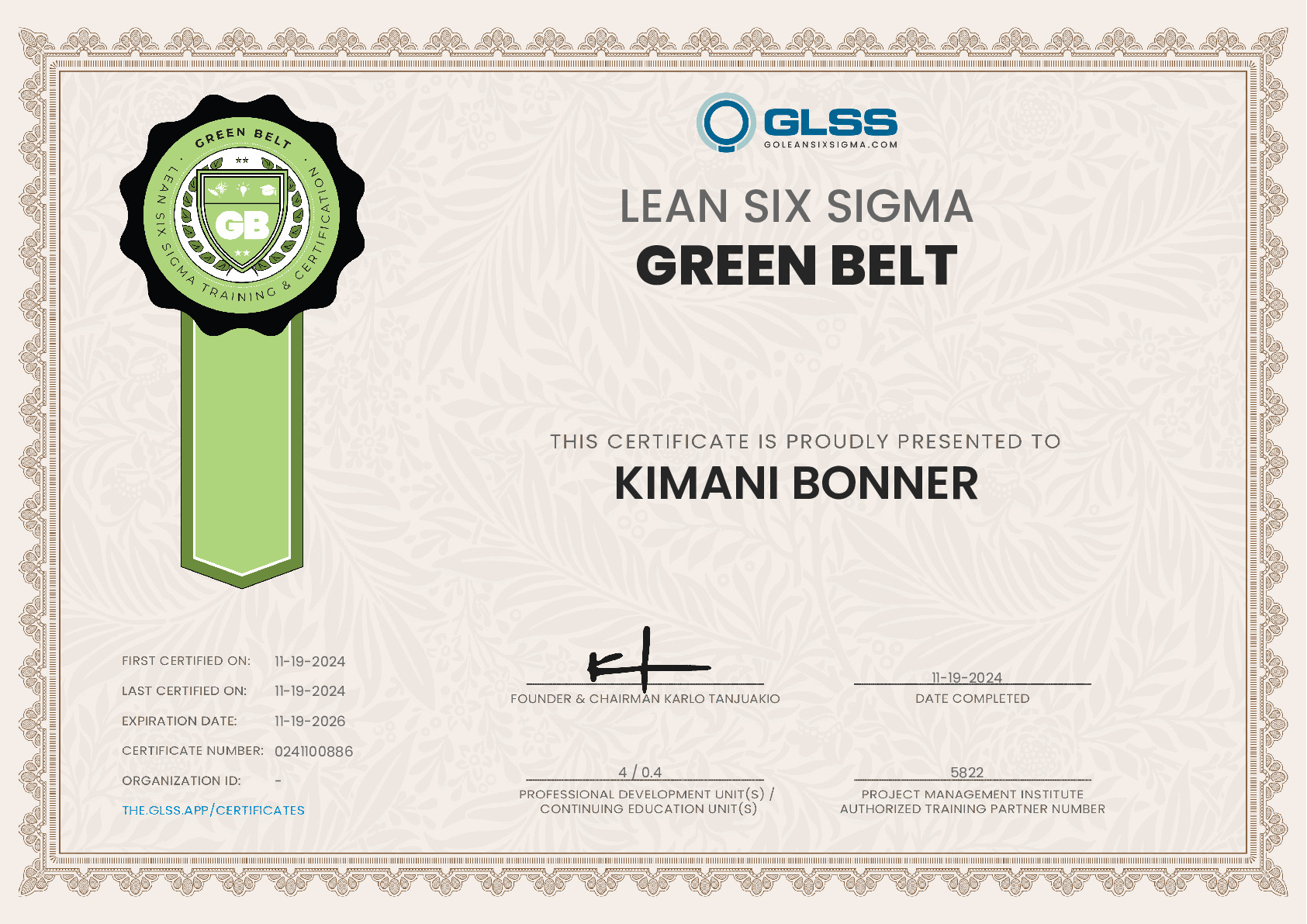 certificate