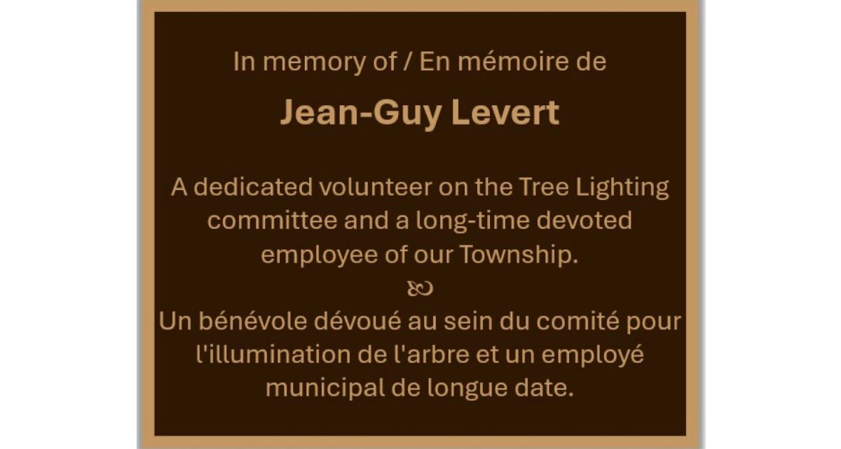 Honourary plaque to be dedicated to Jean-Guy Levert
