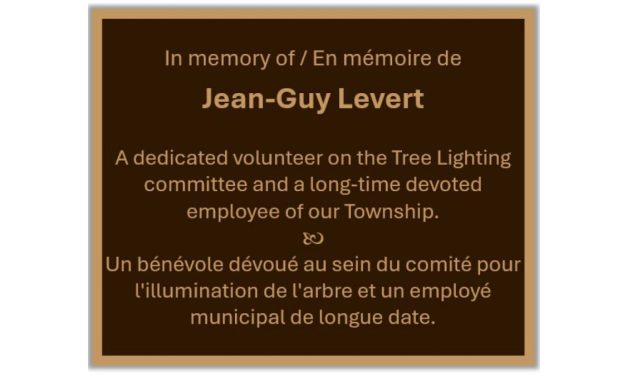 Honourary plaque to be dedicated to Jean-Guy Levert