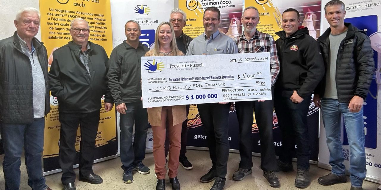 Egg Farmers of Ontario (EFO) donate $5,000 to Prescott-Russell Residence Foundation