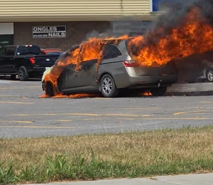 Vehicle burns in Hawkesbury parking lot