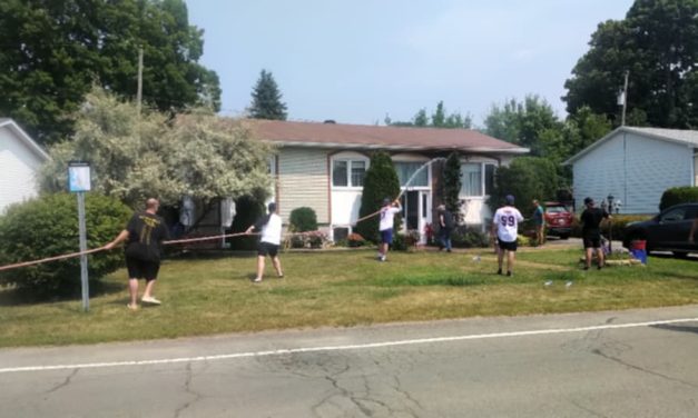 Baseball game takes break to fight fire in Grenville