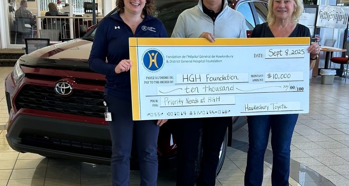 Hawkesbury Toyota Donates $10,000 to HGH
