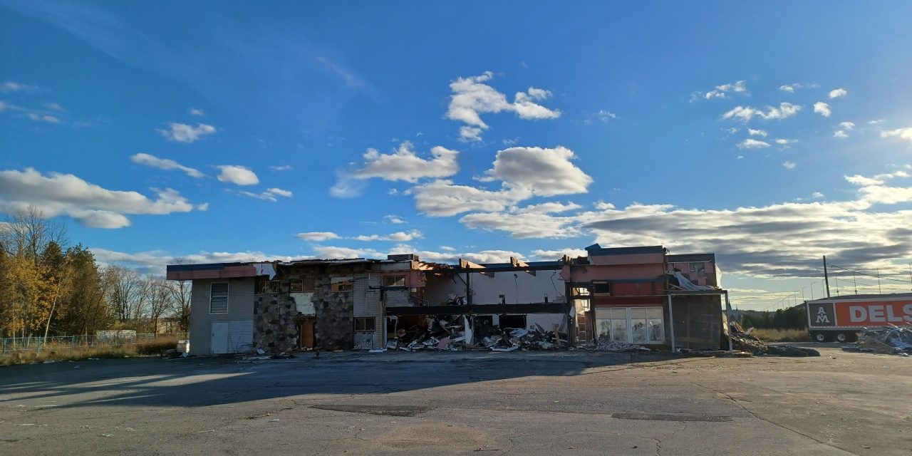 Demolition of former  business site in Grenville