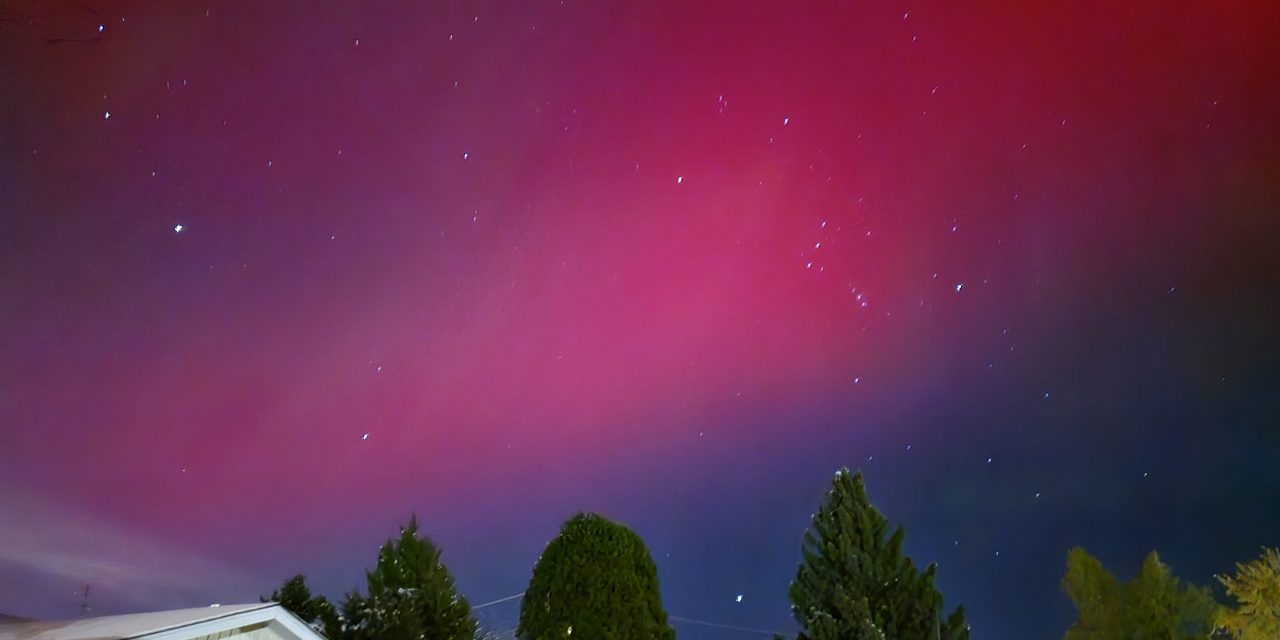 Dazzling aurora in local night sky