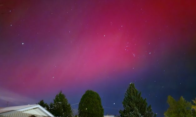 Dazzling aurora in local night sky